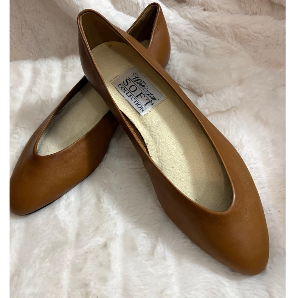 Worthington Soft Collection Beverly 5 Brown Leather Ballet Flats Almond Toe 7M